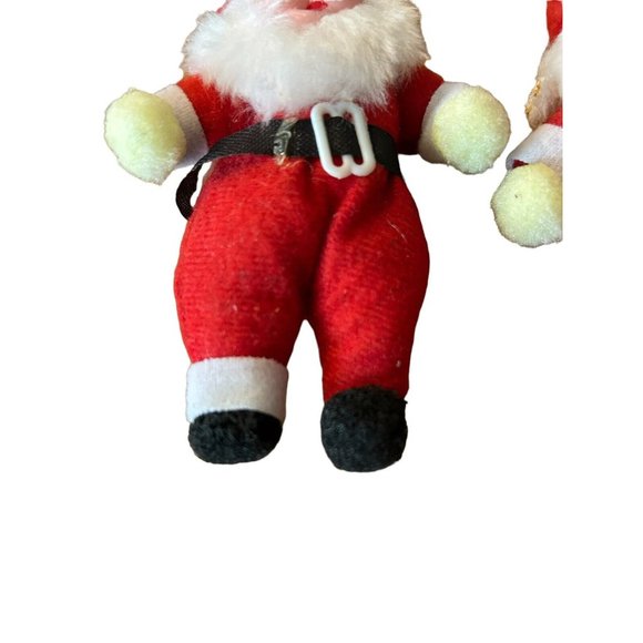Vintage Felt Santa Claus Christmas Ornament Plastic Face MCM Lot Of 2 AS-IS - Picture 4 of 7